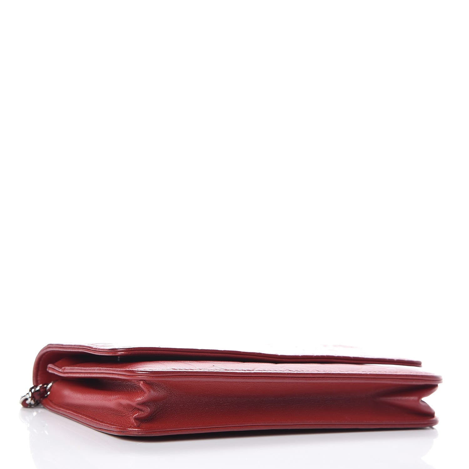 Chanel Lambskin Camellia Embossed Wallet On Chain WOC Red 4 of 19