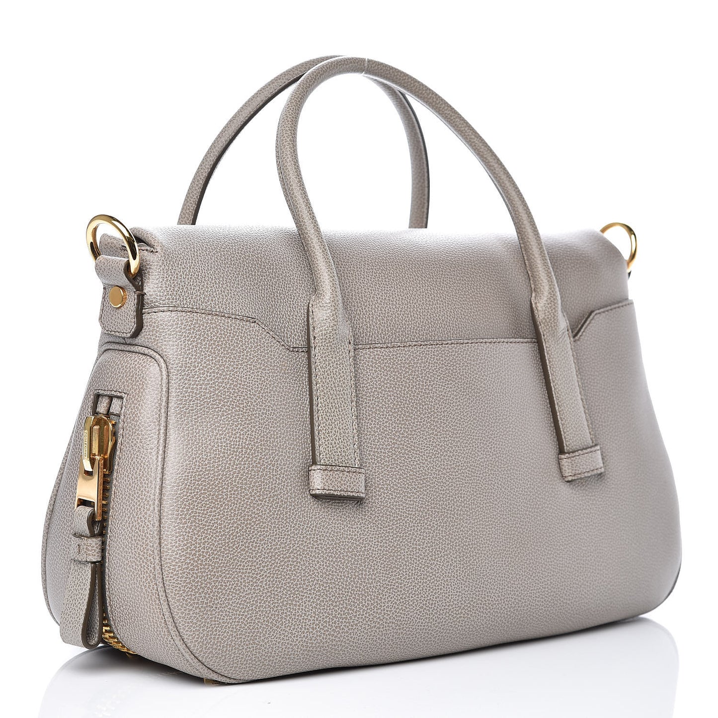 Pebbled Calfskin Medium Top Handle Jennifer Warm Taupe