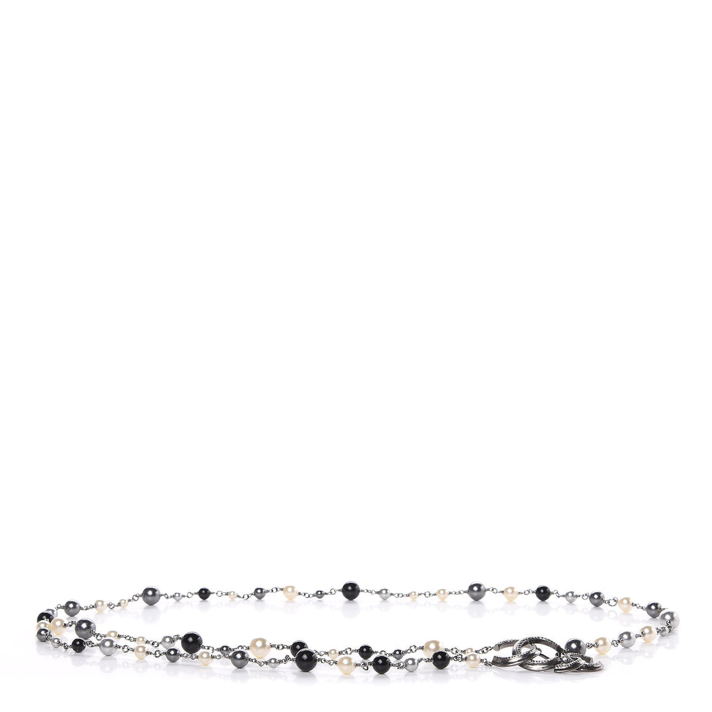 Ruthenium Pearl Bead CC Belt Black