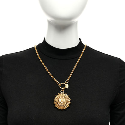 Chanel Metal CC Sunburst Pendant Necklace Gold 2 of 5