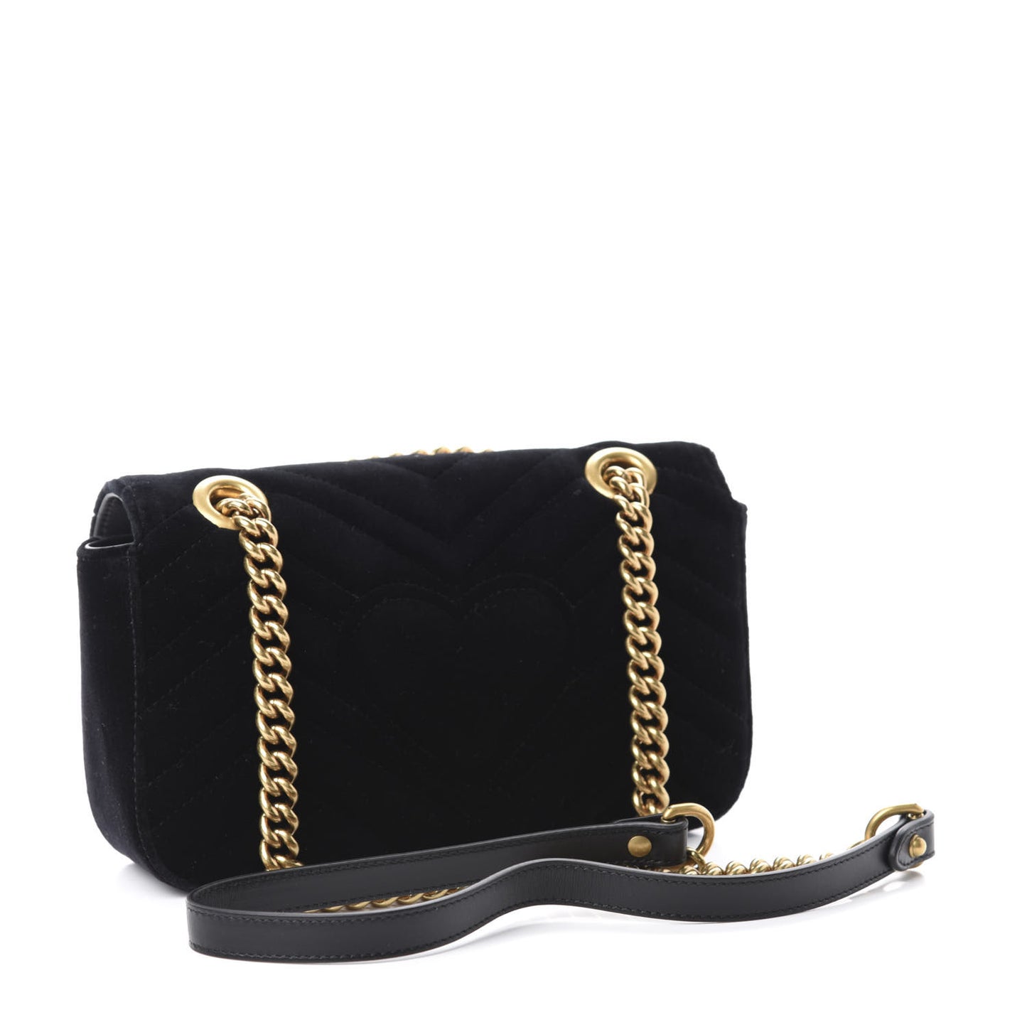 Velvet Matelasse Embroidered Mini GG Marmont Shoulder Bag Black