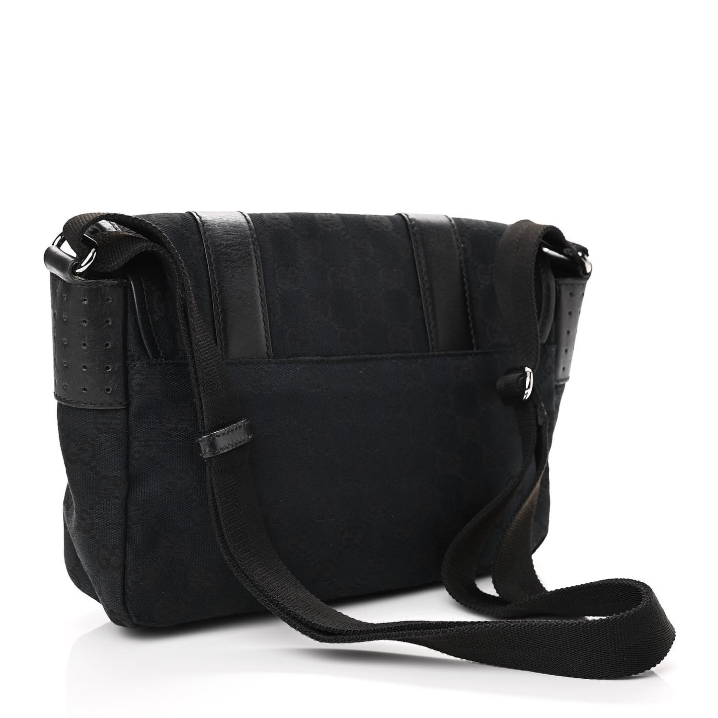 Monogram Small Double Buckle Flap Messenger Bag Black