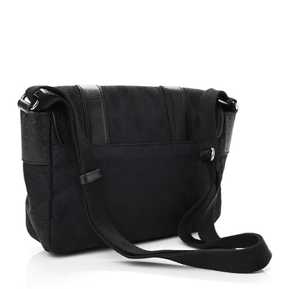 Gucci Monogram Small Double Buckle Flap Messenger Bag Black 3 of 10