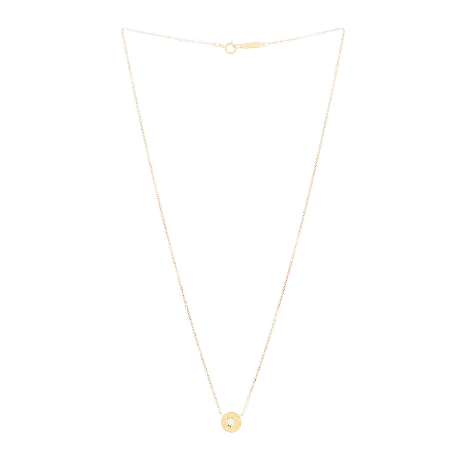 Tiffany 18K Yellow Gold Diamond 1837 Circle Pendant Necklace 3 of 7