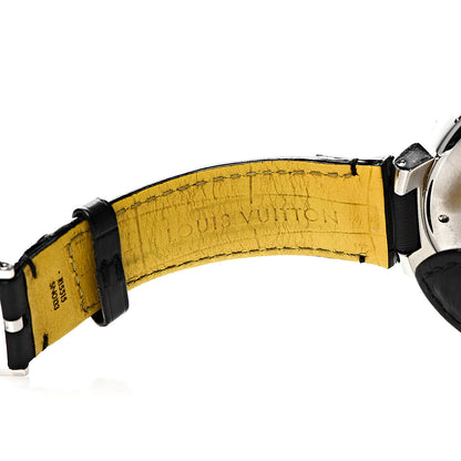 Louis Vuitton Stainless Steel Alligator 44mm Tambour Flyback Chronograph Automatic Watch Black 6 of 7