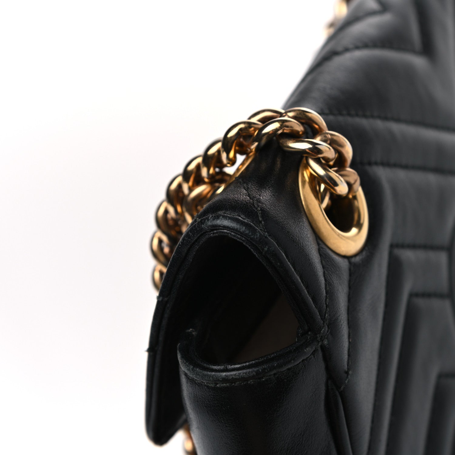 Gucci Calfskin Matelasse Mini GG Marmont Shoulder Bag Black 16 of 17