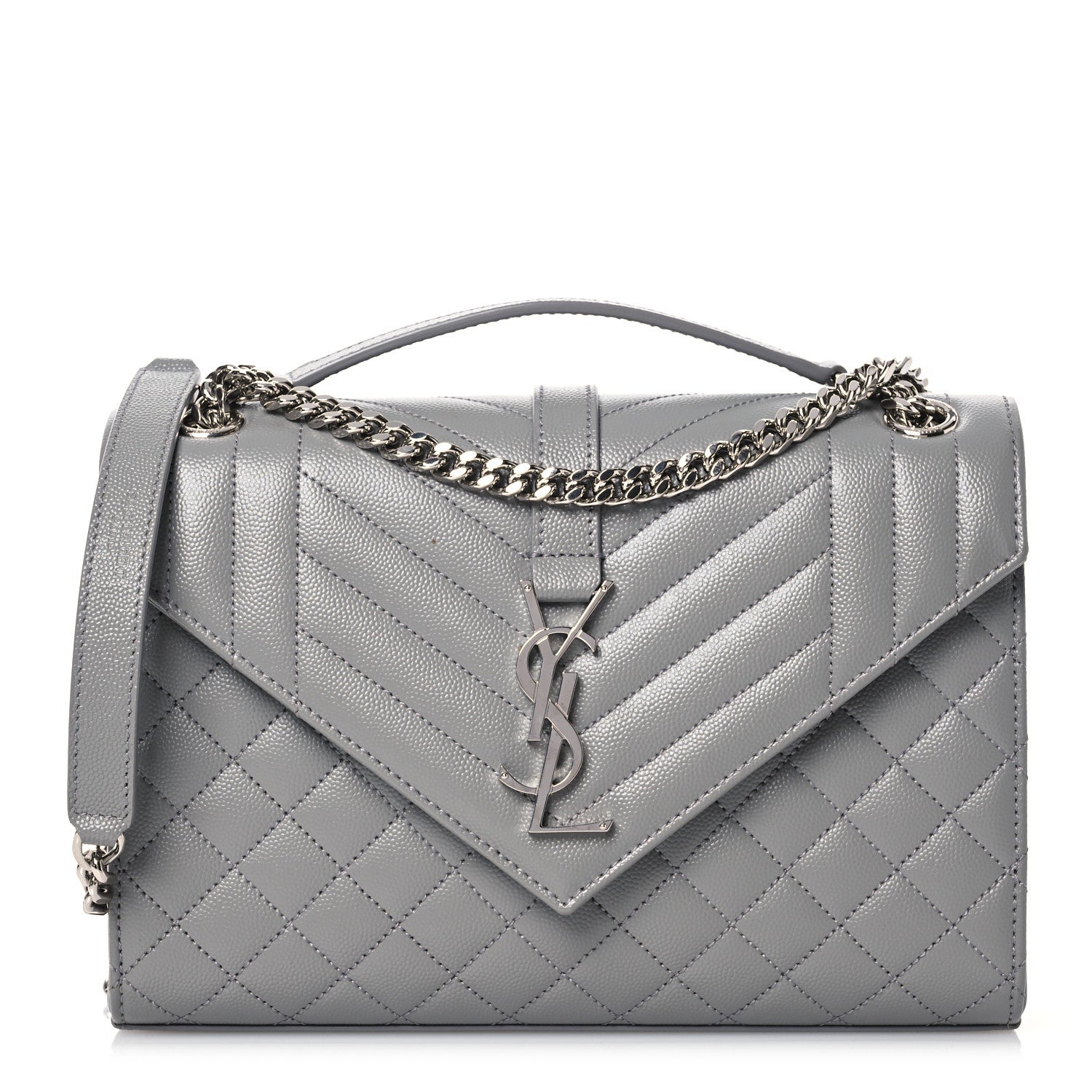 Saint Laurent Grain De Poudre Textured Mixed Matelasse Medium Triquilt Monogram Satchel New Stone 1 of 13