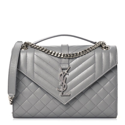 Saint Laurent Grain De Poudre Textured Mixed Matelasse Medium Triquilt Monogram Satchel New Stone 1 of 13