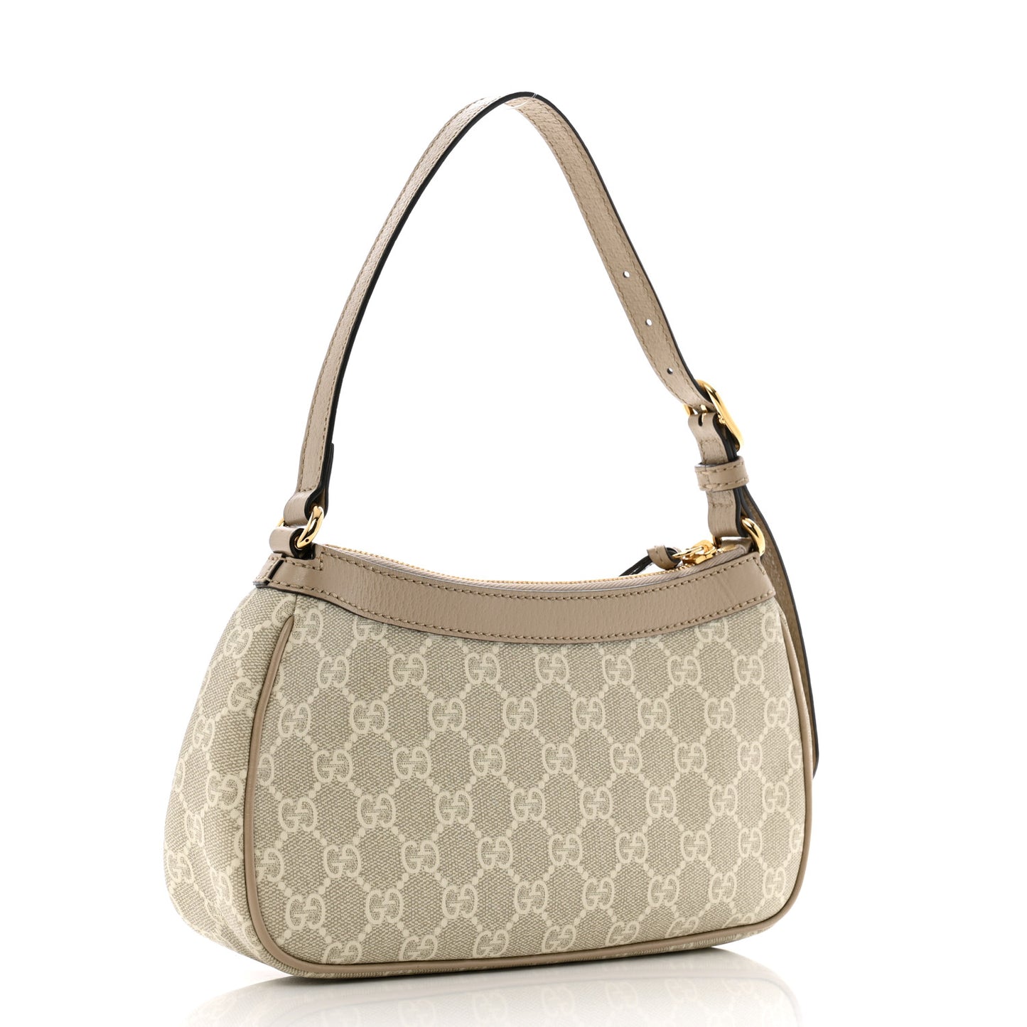 GG Supreme Monogram Textured Dollar Calfskin Small Ophidia Hobo Beige Mystic White Oatmeal
