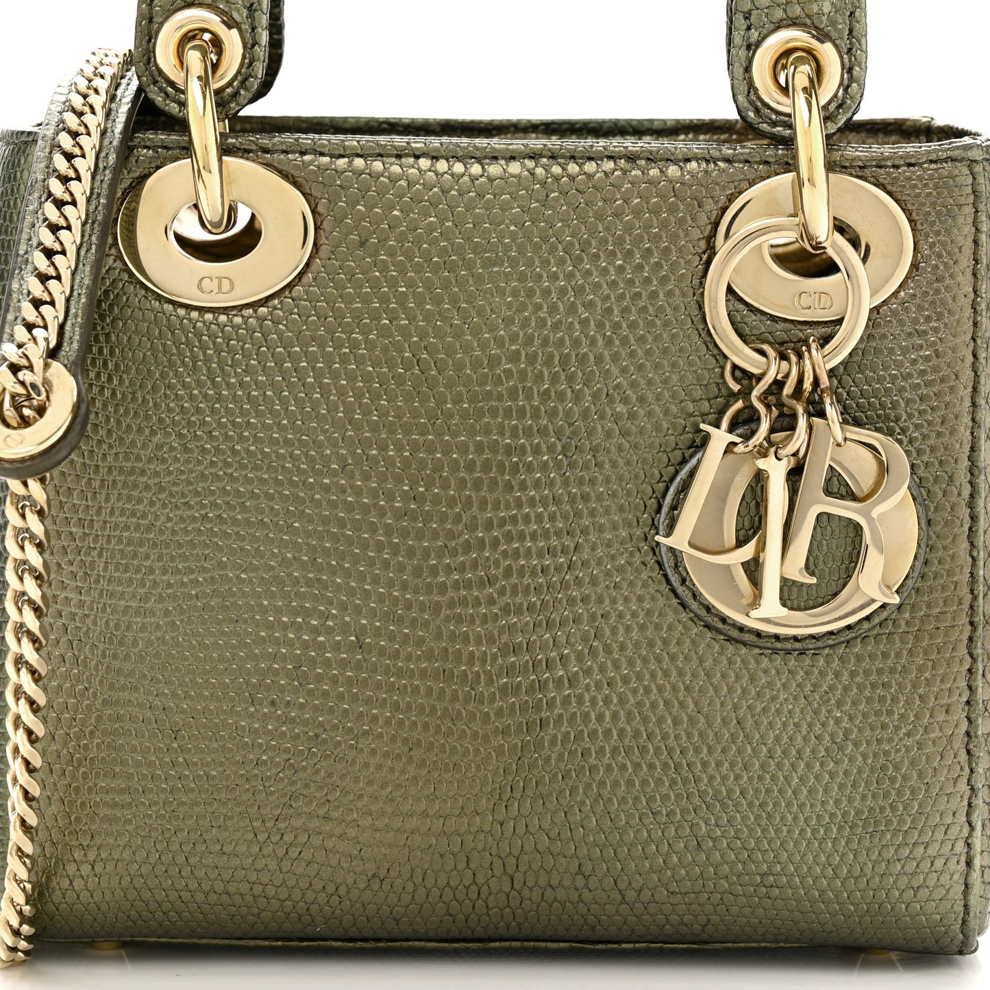 Metallic Lizard Mini Lady Dior Green