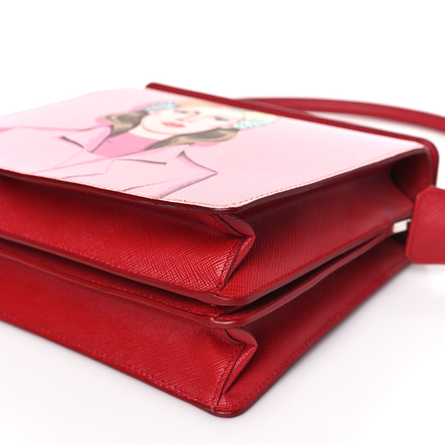 Saffiano Print Shoulder Bag Alabastro Fuchsia