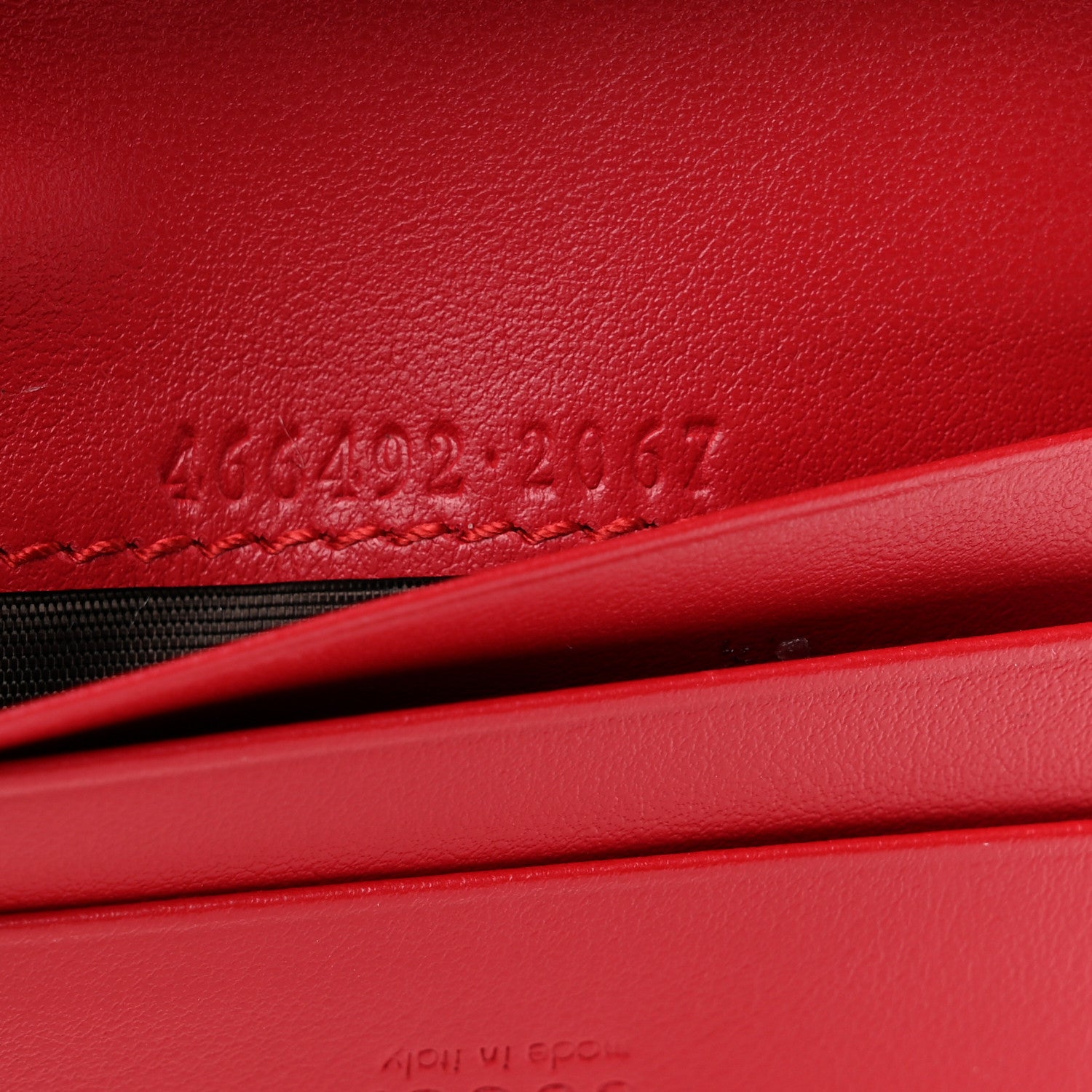Gucci Calfskin Matelasse GG Marmont Card Case Wallet Hibiscus Red 7 of 8