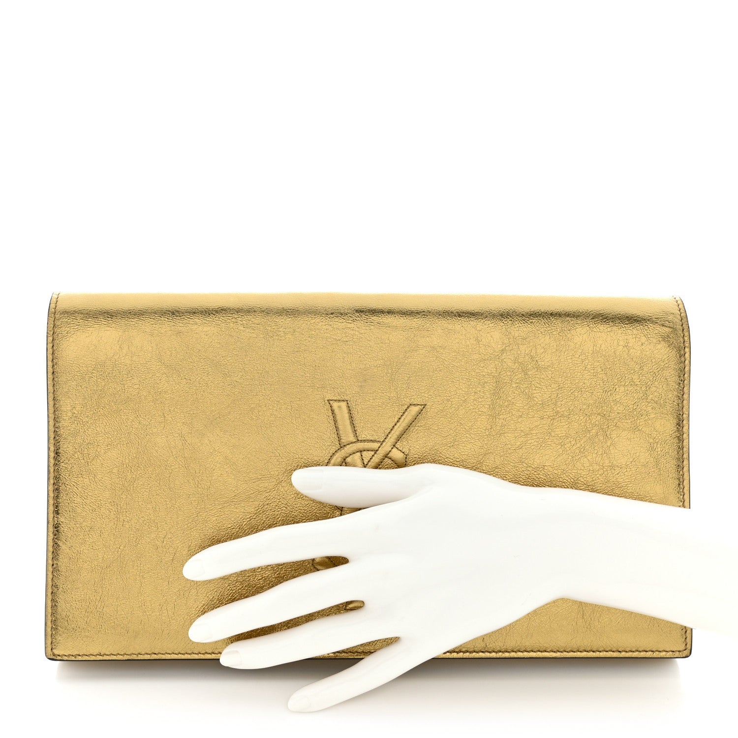 Saint Laurent Metallic Calfskin Monogram Large Belle De Jour Clutch Gold 2 of 8