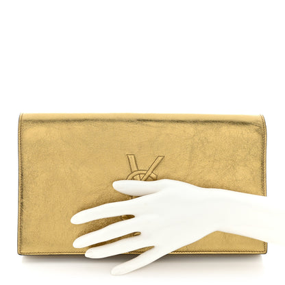 Saint Laurent Metallic Calfskin Monogram Large Belle De Jour Clutch Gold 2 of 8