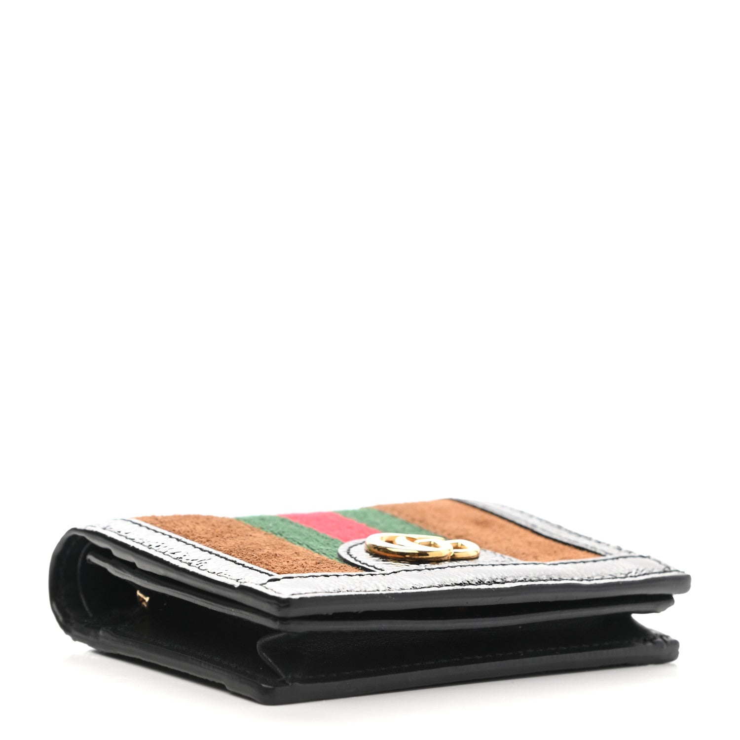Gucci Suede Patent Web Ophidia Card Case Nocciola Black 4 of 10