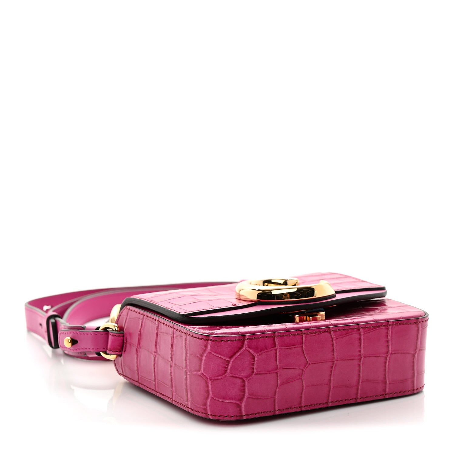 Chloe Calfskin Crocodile Embossed Mini C Bag Pink 4 of 10