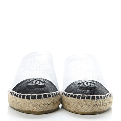 Chanel Grained Calfskin CC Espadrilles 38 White Black 2 of 10