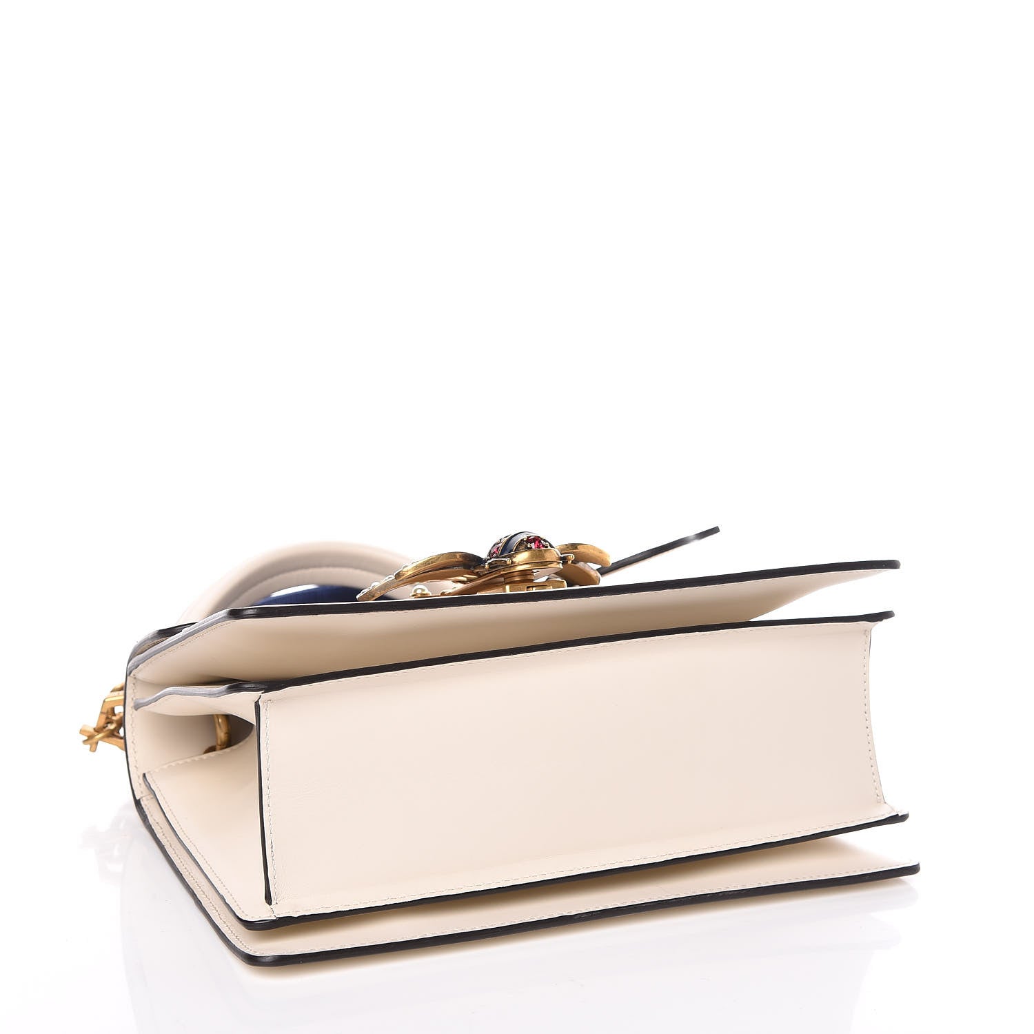 Gucci Calfskin Sylvie Web Small Queen Margaret Top Handle Bag White 4 of 9