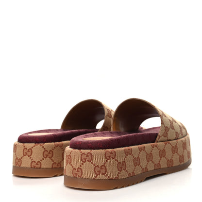Gucci Canvas GG Monogram Angelina Platform Slide Sandals 39 Beige Ruggine 4 of 9