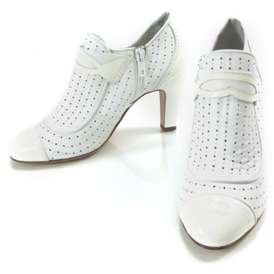 Perforated Leather Ankle Boots 38.5 White