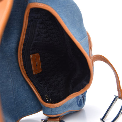 Christian Dior Denim Embroidered Saddle Bag Blue 7 of 10