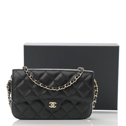 Chanel Caviar Quilted Flap Phone Holder With Chain Black 13 of 13