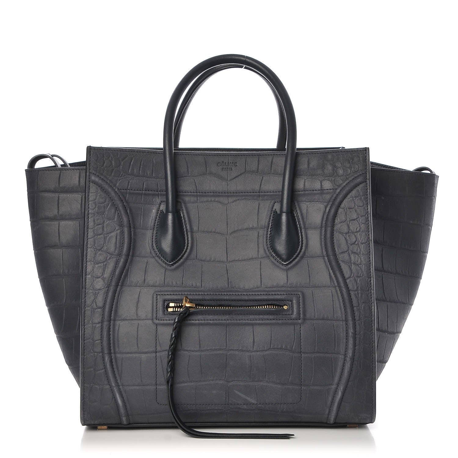Celine Crocodile Embossed Nubuck Medium Phantom Luggage Navy Blue 1 of 12