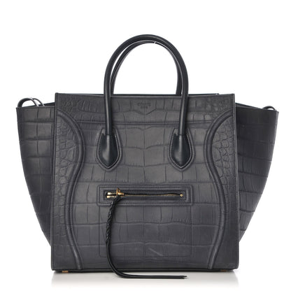 Celine Crocodile Embossed Nubuck Medium Phantom Luggage Navy Blue 1 of 12