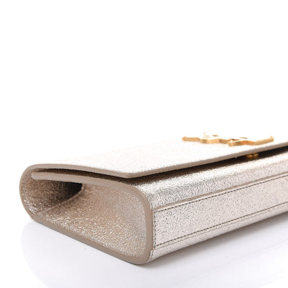Saint Laurent Textured Metallic Calfskin Classic Monogram Cassandre Clutch Silver 6 of 11