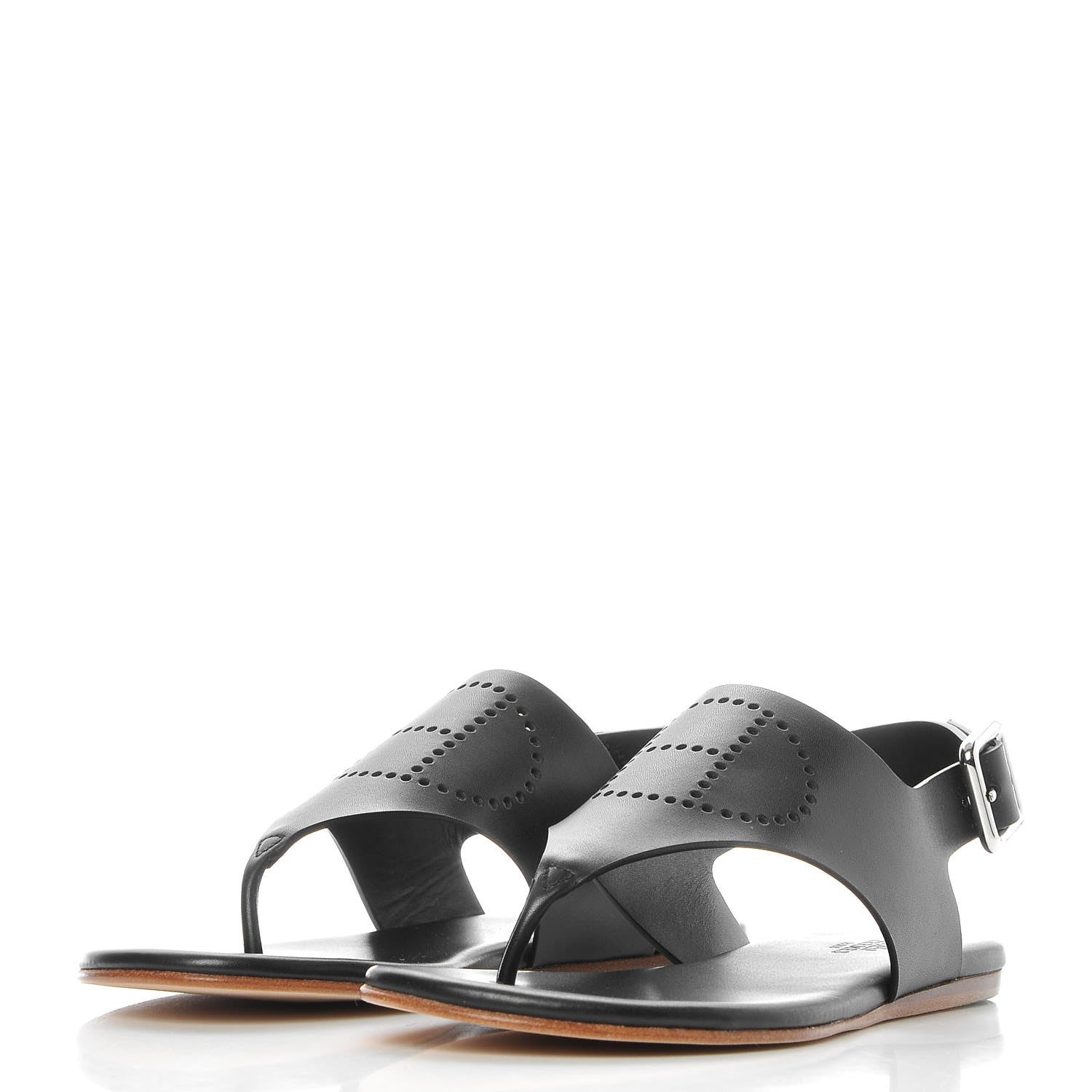 Hermes Calfskin Kola Sandals 35 Black 2 of 11