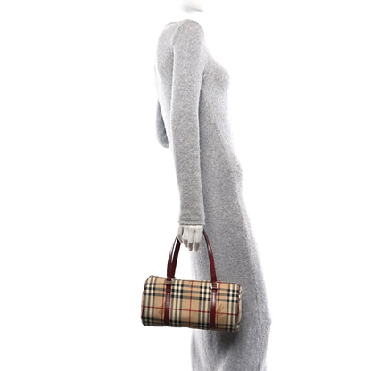Burberry Haymarket Check Barrel Bag Red 2 of 11