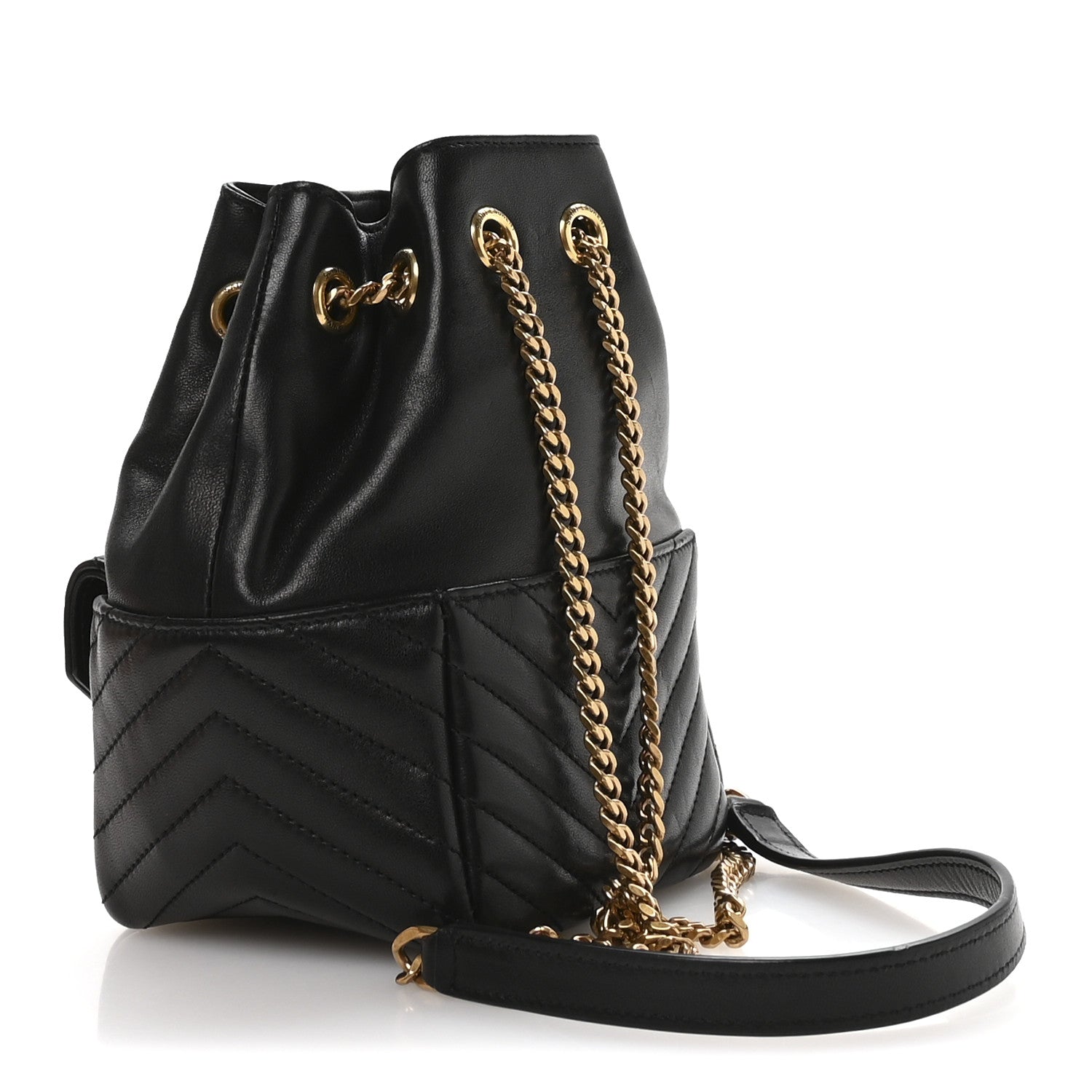 Saint Laurent Lambskin Matelasse Monogram Joe Nano Bucket Bag Black 5 of 19