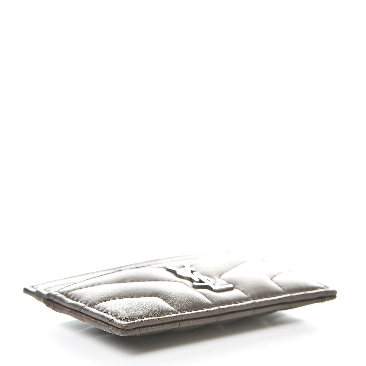 Saint Laurent Calfskin Y Quilted Monogram LouLou Credit Card Case Faggio 4 of 8