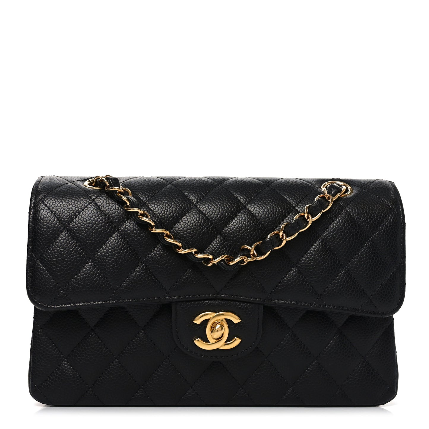 Caviar Quilted Small Double Flap Black