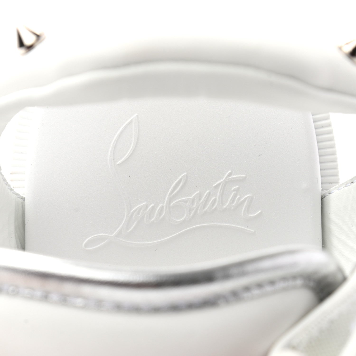 Christian Louboutin Calfskin Velcrissimo Flat Sandals 35.5 Blanco Silver 7 of 8