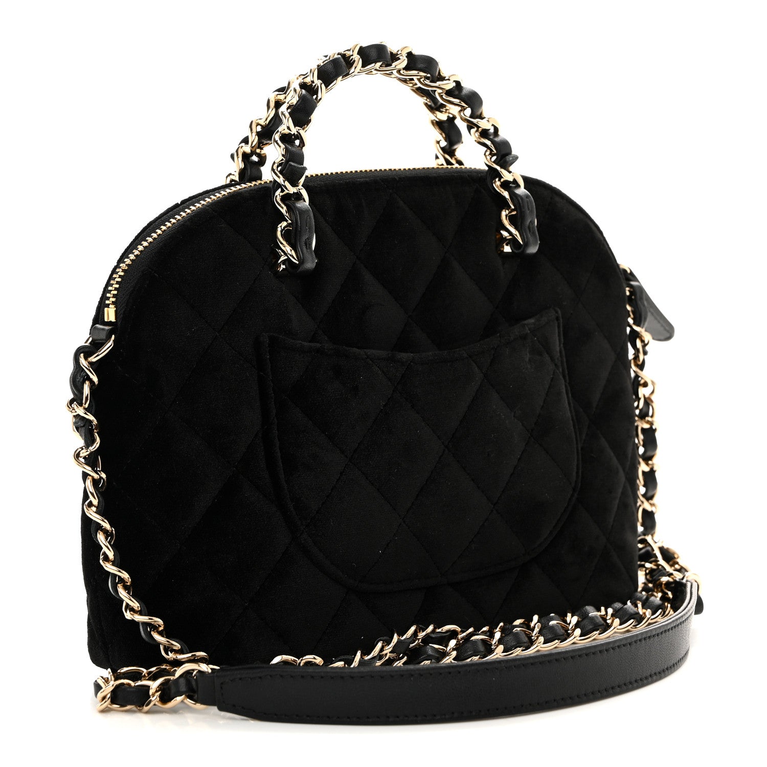 Chanel Velvet Quilted Shiny Coco Clutch With Chain Black 3 of 11