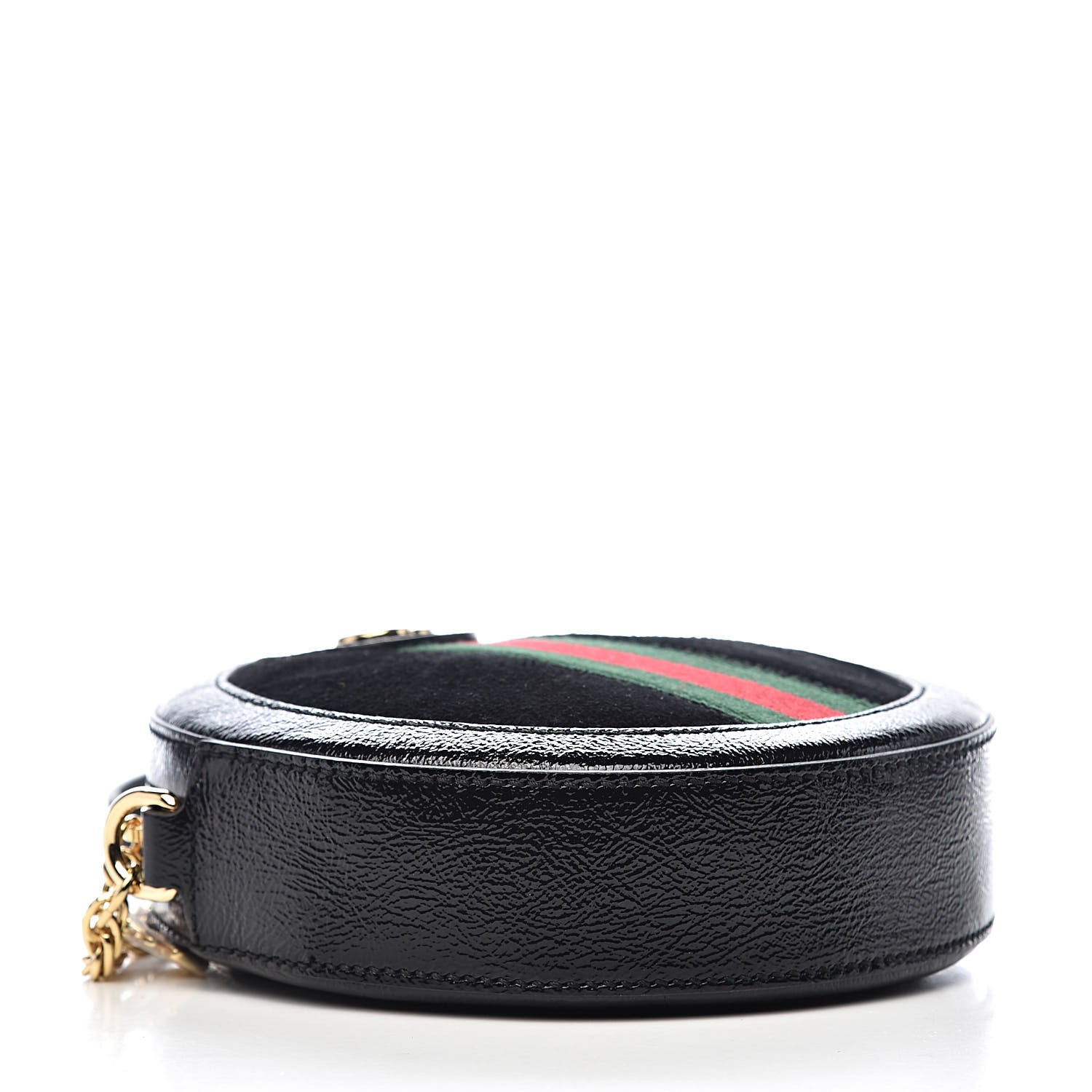 Gucci Suede Patent Web Mini Ophidia Round Shoulder Bag Black 4 of 11