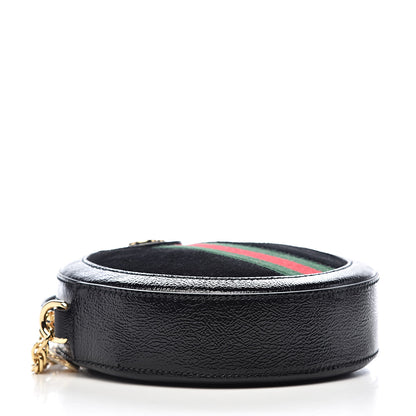 Gucci Suede Patent Web Mini Ophidia Round Shoulder Bag Black 4 of 11