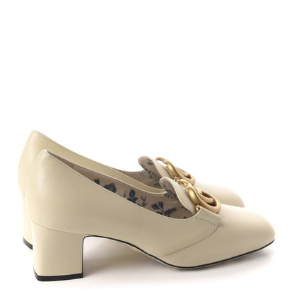 Gucci Malaga Kid GG Victoire 55mm Loafer Pumps 38.5 Vintage White 4 of 10