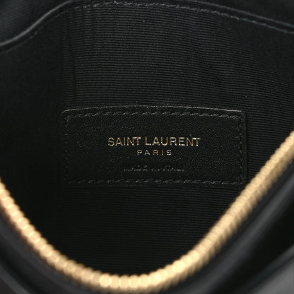 Saint Laurent Calfskin Crocodile Embossed Monogram Bill Pouch Black 6 of 7