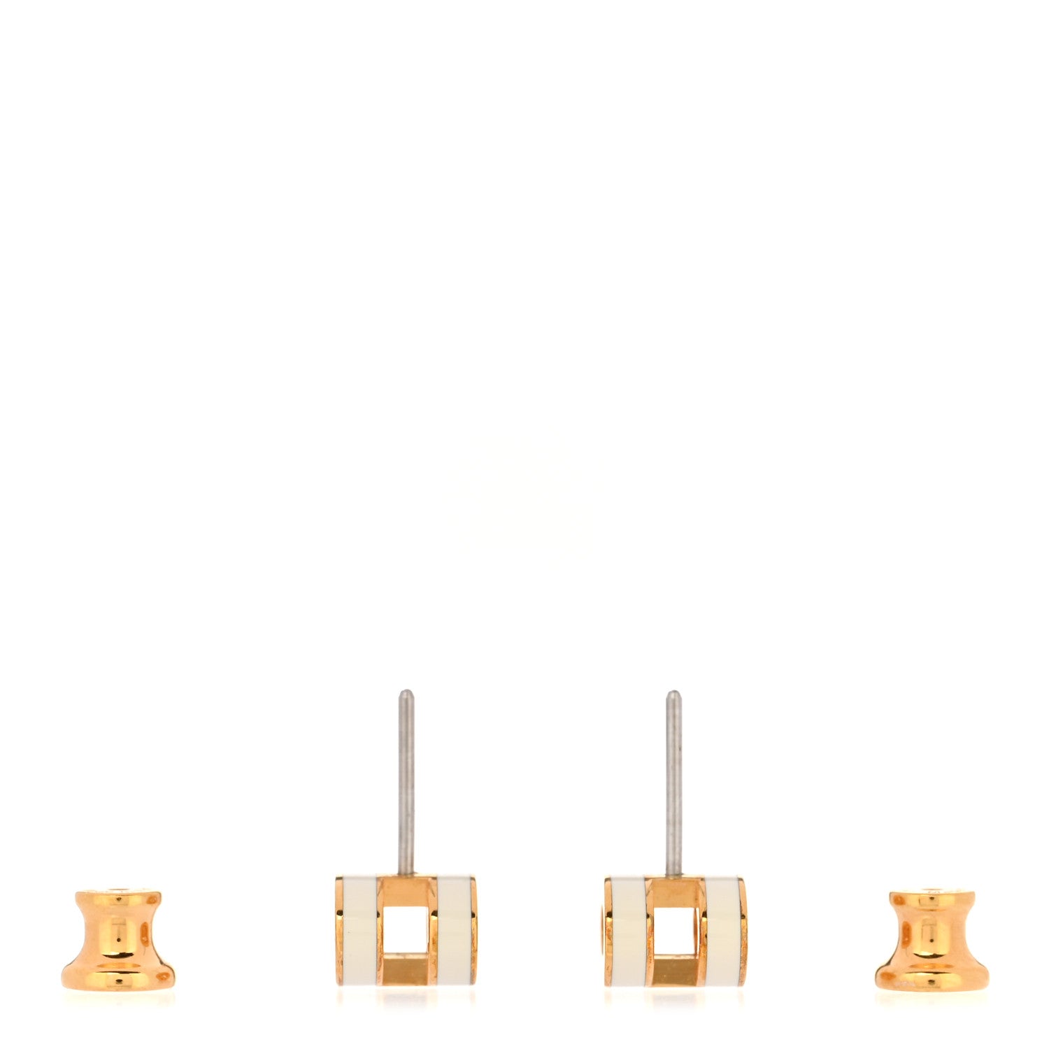 Hermes Gold Lacquered Mini Pop H Earrings White 3 of 5