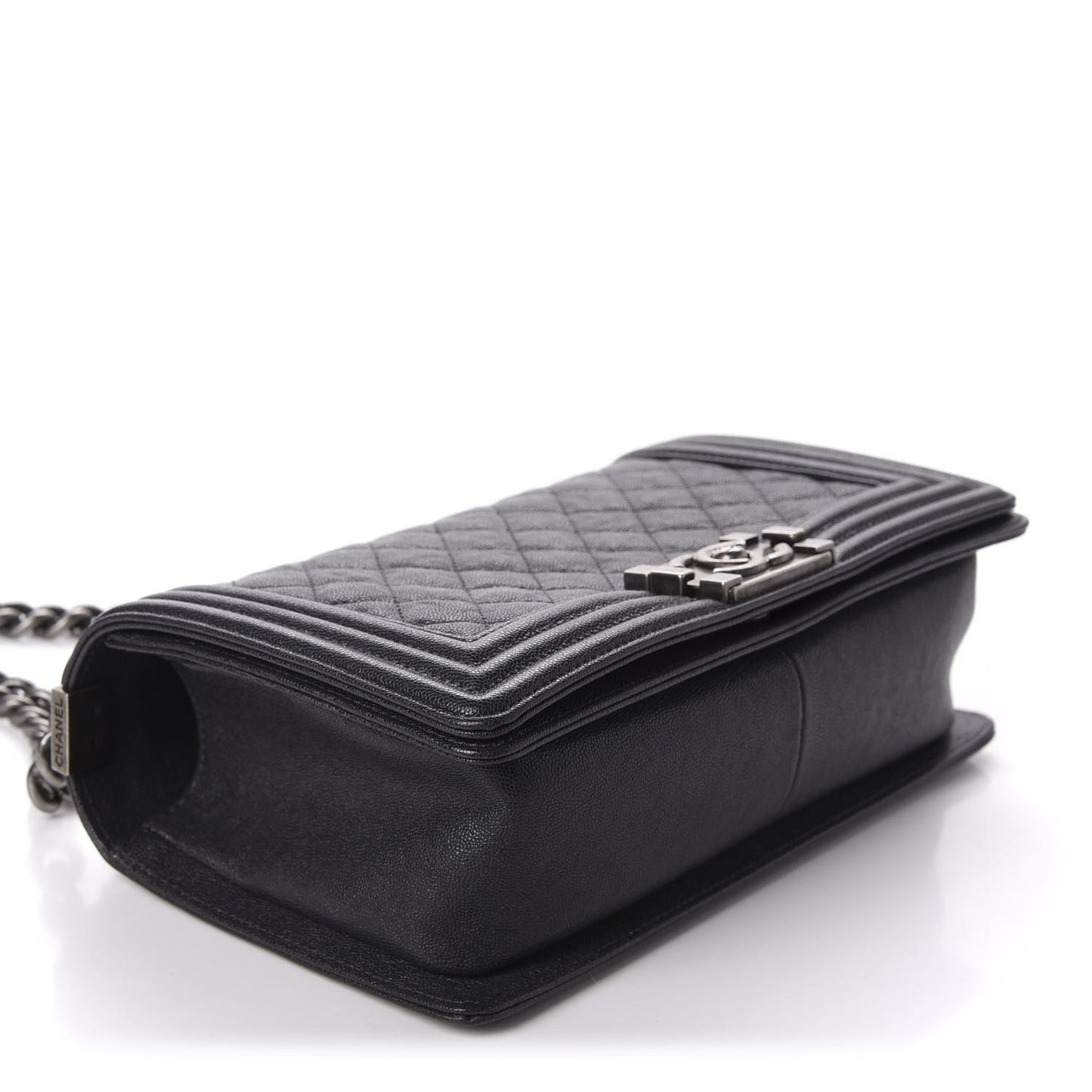 Iridescent Caviar Quilted Medium Boy Flap Black