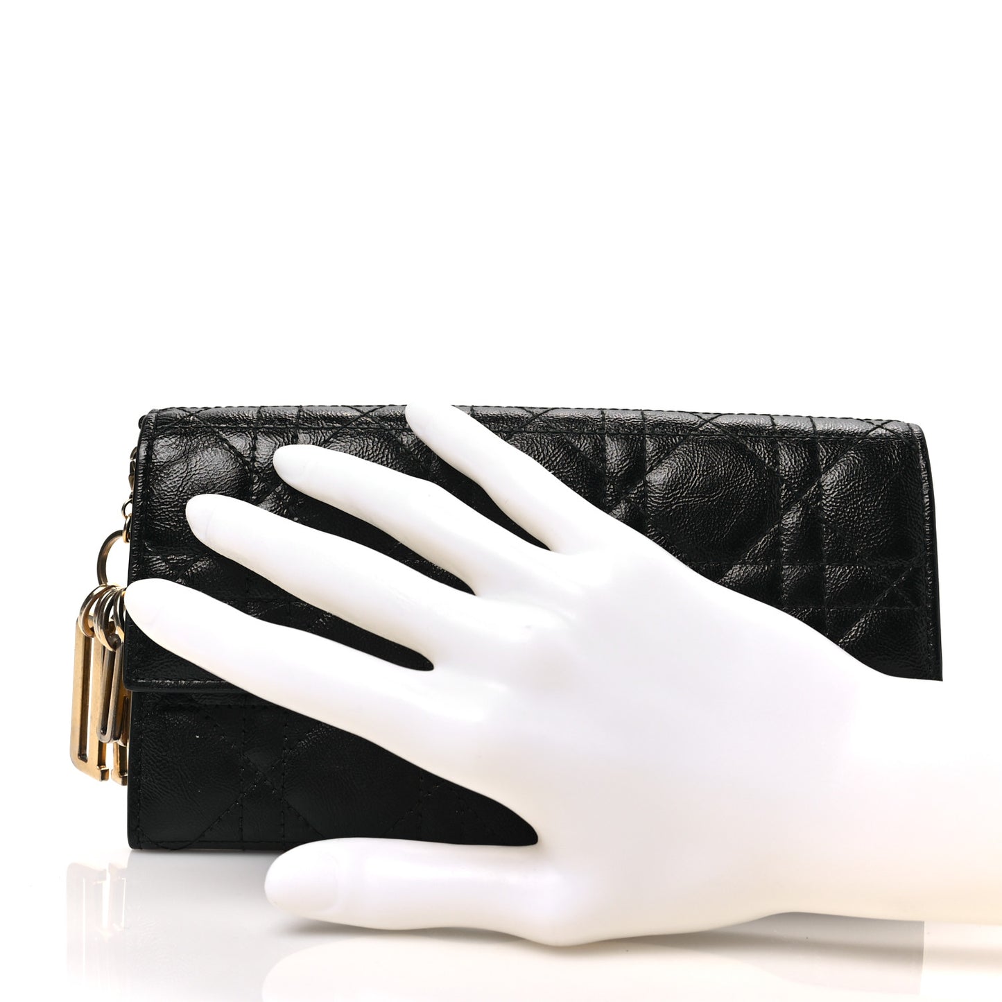 Calfskin Cannage Lady Dior Rendezvous Wallet Black