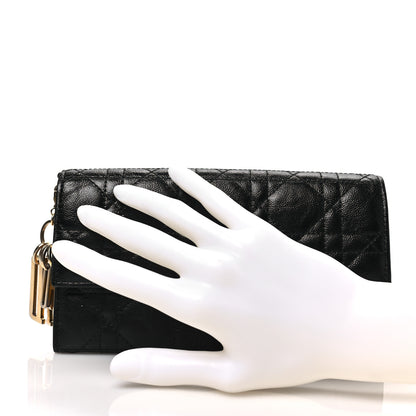 Christian Dior Calfskin Cannage Lady Dior Rendezvous Wallet Black 2 of 7