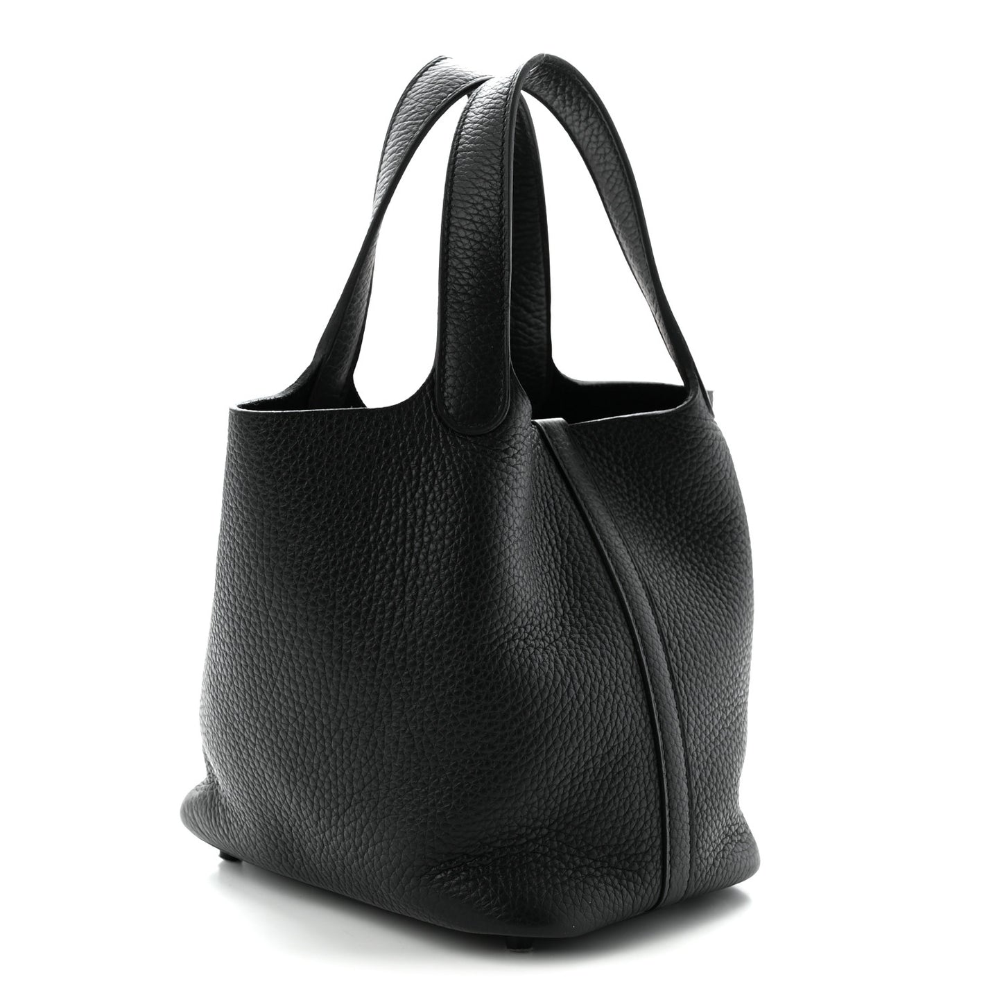 Taurillon Clemence Monochrome Picotin Lock 18 PM Black
