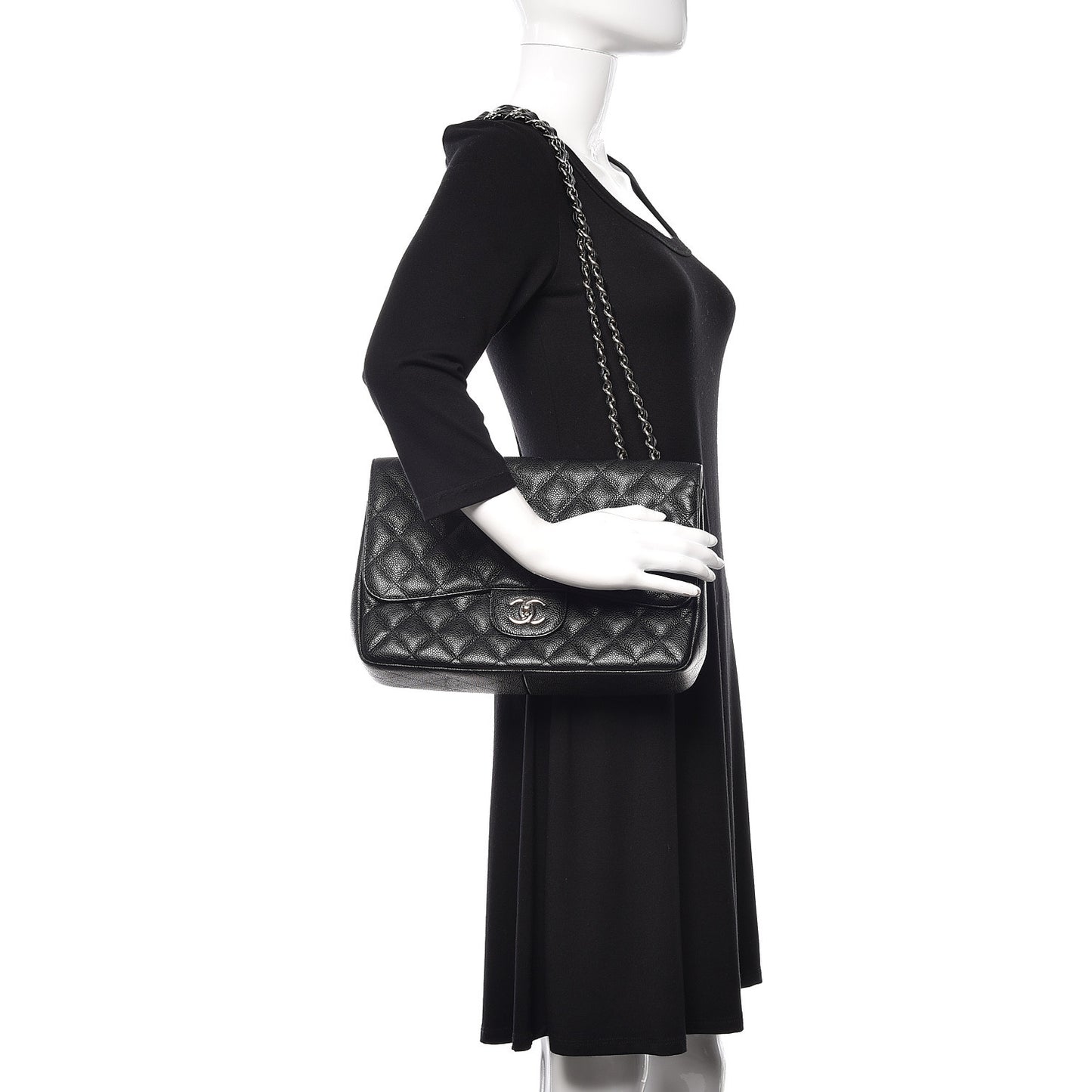 Caviar Quilted Jumbo Single Flap Black