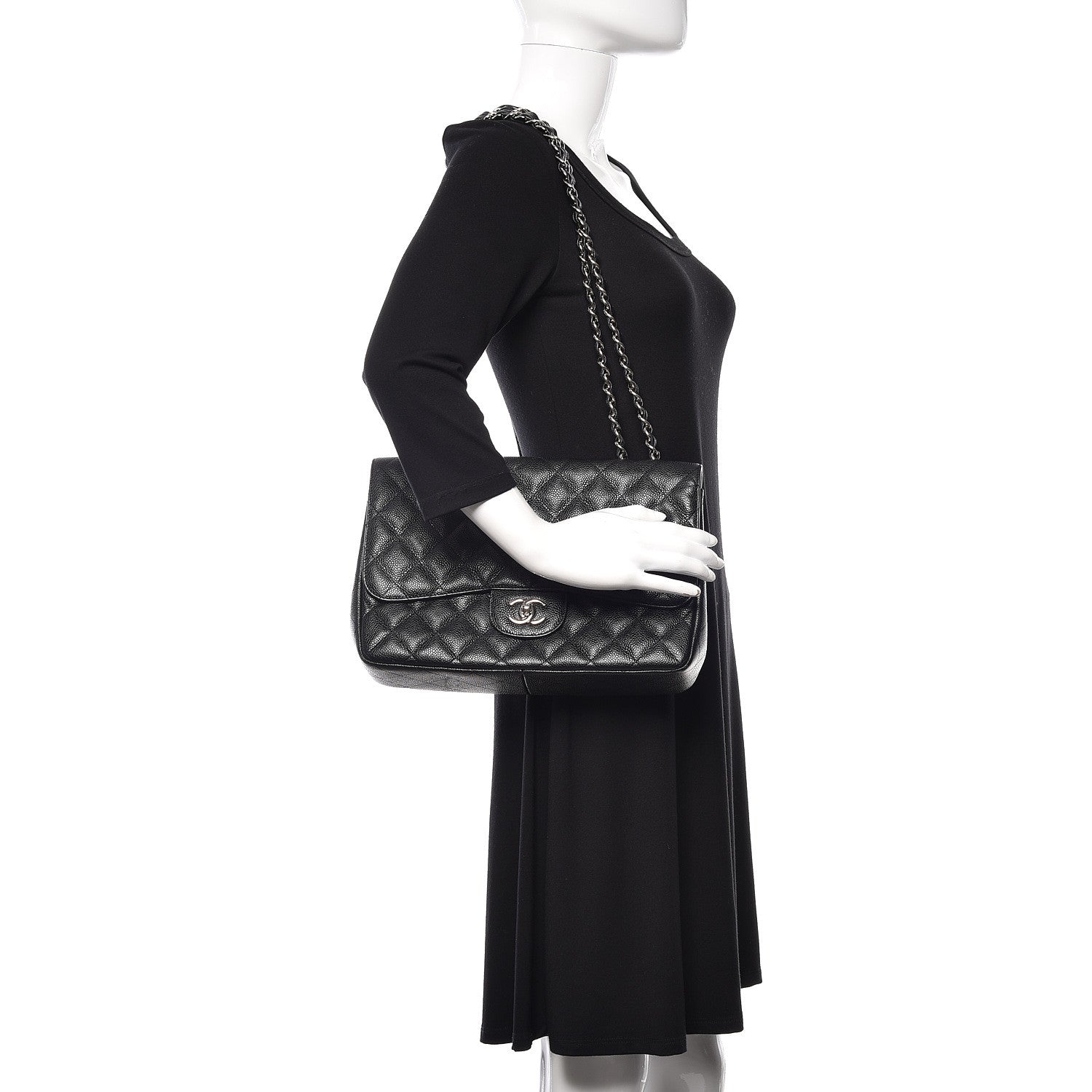 Chanel Caviar Quilted Jumbo Single Flap Black 2 of 11