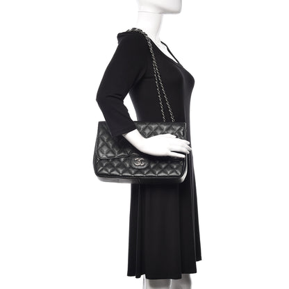 Chanel Caviar Quilted Jumbo Single Flap Black 2 of 11