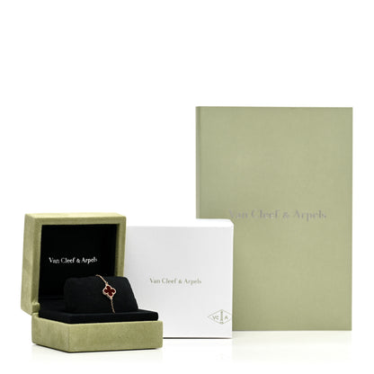 Van Cleef & Arpels 18K Rose Gold Carnelian Sweet Alhambra Bracelet 4 of 4