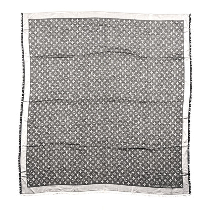 Louis Vuitton Silk Wool Monogram Denim Shawl Black 1 of 6